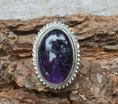 Ring Amethyst Domed  - sz 6.5